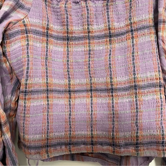 Free People Cherry Bomb cropped purple madras corset top size small petite SP - Picture 11 of 15